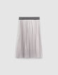 Girls’ silver asymmetric pleated skirt-5