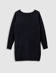 Girls’ black knit sweater-dress with lurex letter-3