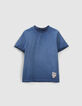 Camiseta azul calavera bandera espalda niño-1