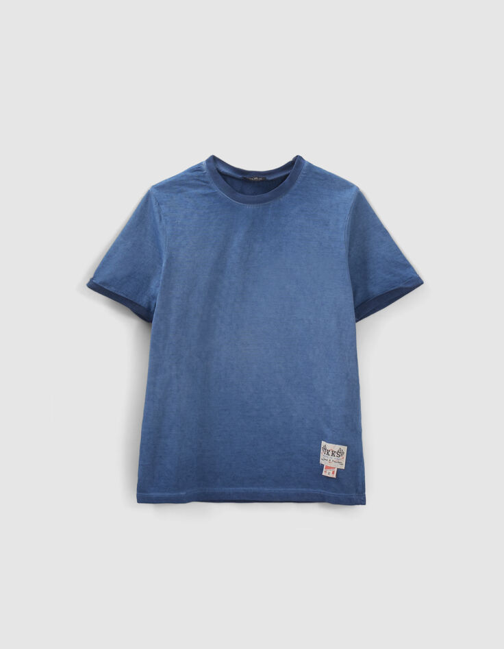 Boys’ blue T-shirt with skull on flag on back-1