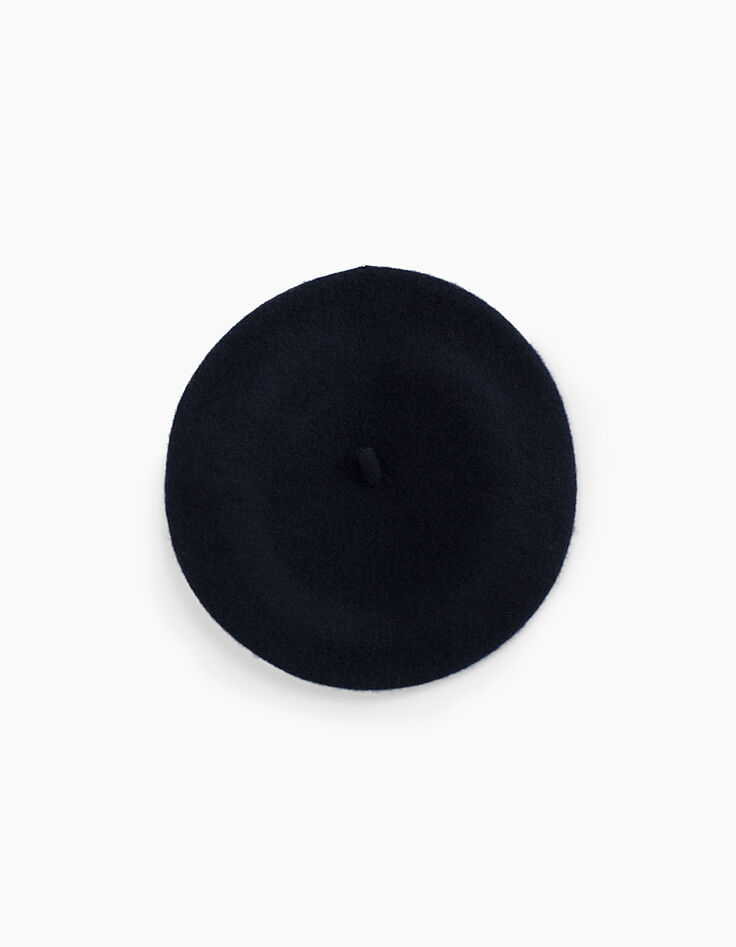 Girls’ navy heart patch beret-2