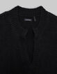 Pull noir tricot sans manches fille-4