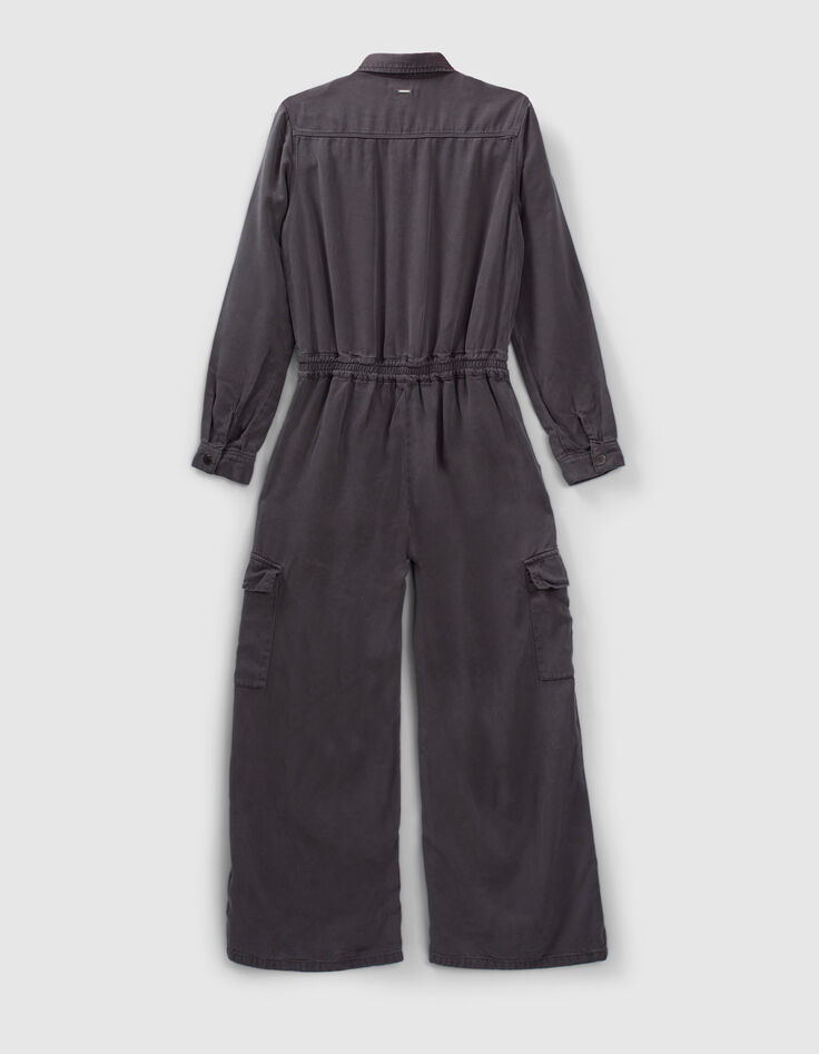 Lange grijze jumpsuit rits Lyocell® meisjes-4