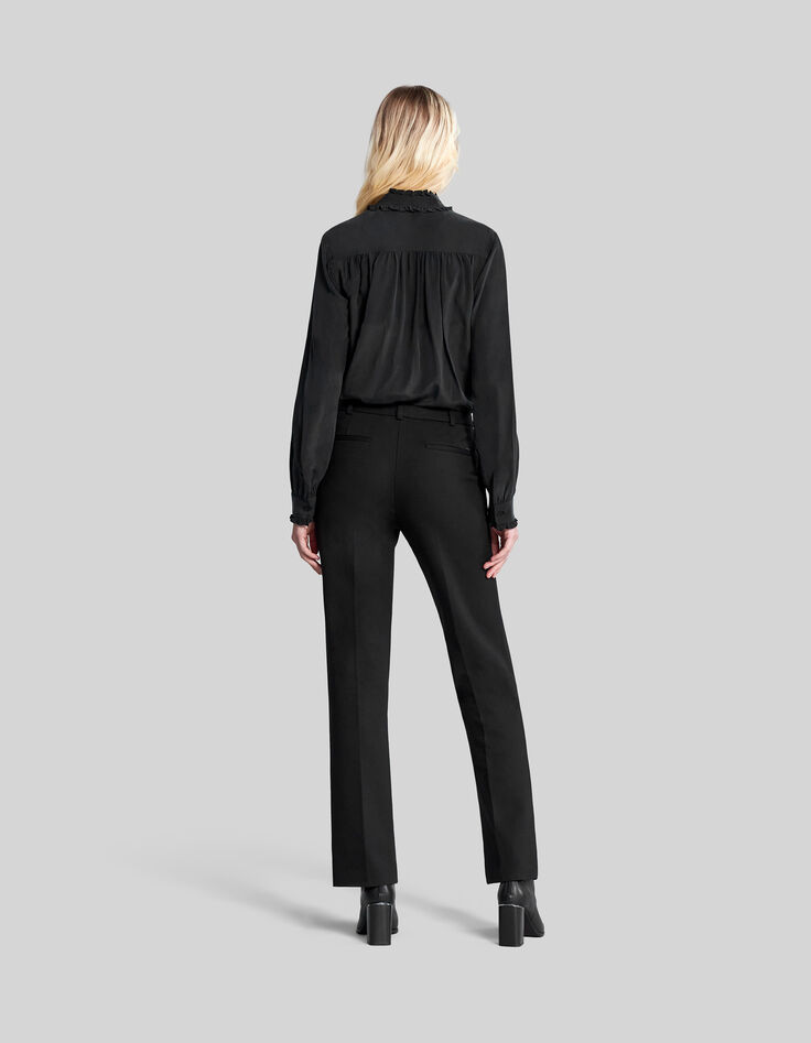 Women's black knit straight suit trousers-7