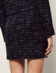 Women’s black & white tweed short skirt, buttons on front-3