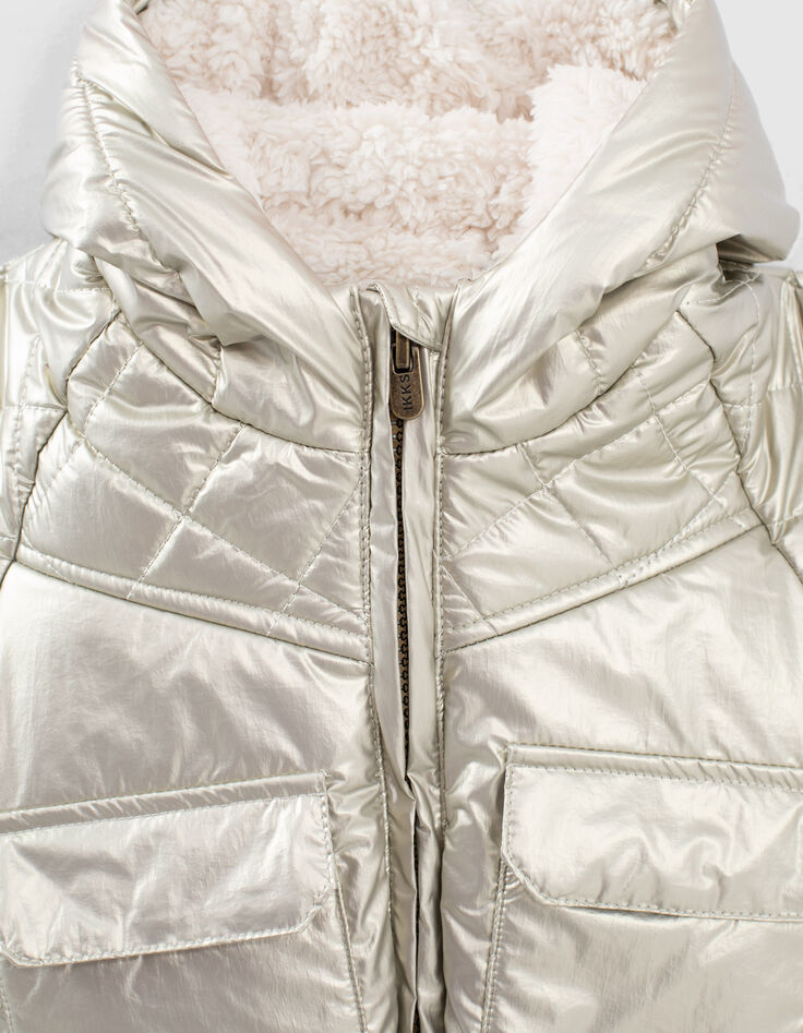 Baby girls’ champagne fur-lined padded jacket-2