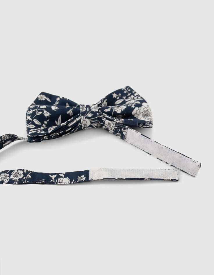 Boy's navy floral print bow tie-4