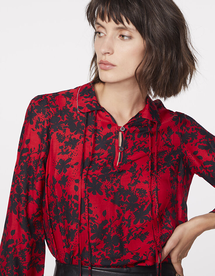 Blouse en viscose soie imprimé floral rock femme-4