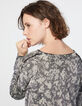 Women’s metallic floral print viscose V-neck sweater-5