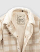 Girls’ vanilla fur-lined check coat-6