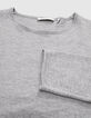 Pull gris tricot fin bords roulottés Homme-6