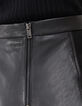 Women's pencil skirt color black bi-material leather and viscose-5