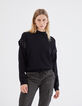 Pull maille tricot noir en 100% laine clous bijoux femme-2