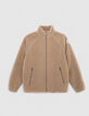 Beige gerecycled sherpa vest met rits voor jongens-2