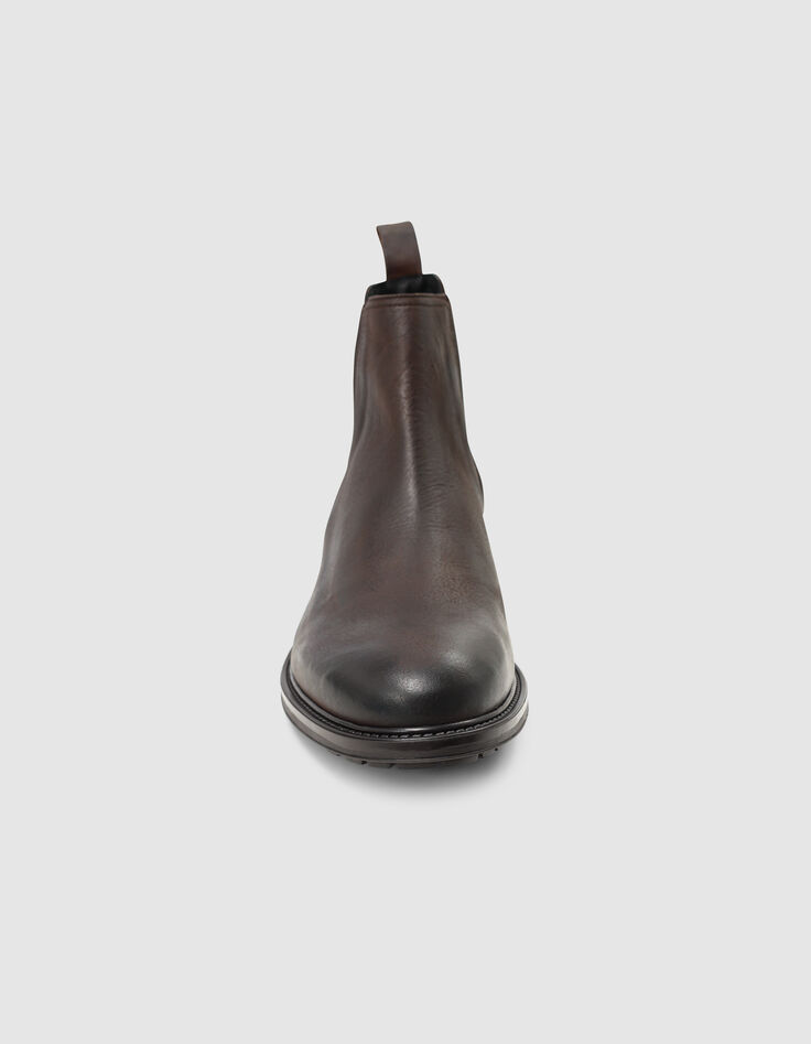 Chelsea boots brown notched nubuck leather Homme-2