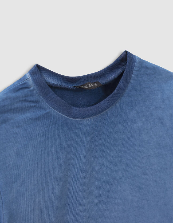Boys’ blue T-shirt with skull on flag on back-6