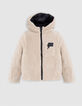 Blouson réversible beige sherpa et noir nylon garçon-5