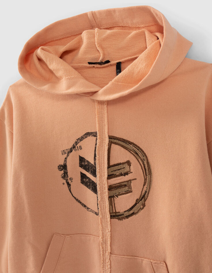 Boys’ orangey sweatshirt fabric hoodie with XL embroidery-3