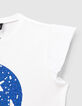 Weißes Mädchen-T-Shirt mit blauem Glitzer-SMILEYWORLD-5
