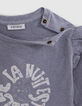 Blue t-shirt flocked with baby girl message-5