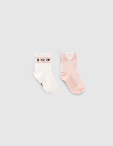 Chaussettes écrues et roses bébé fille - IKKS