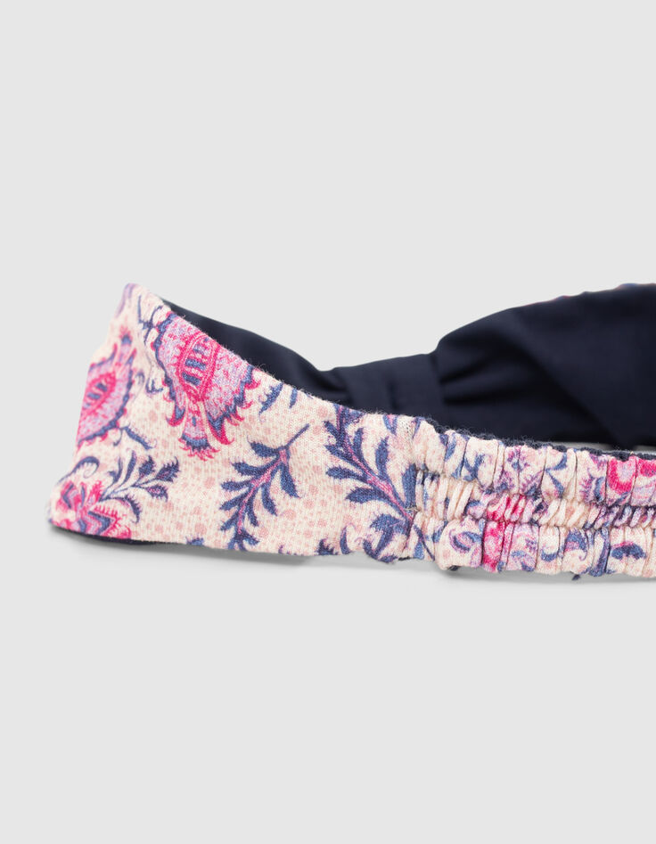 Baby girls’ navy/pink print reversible headband-11