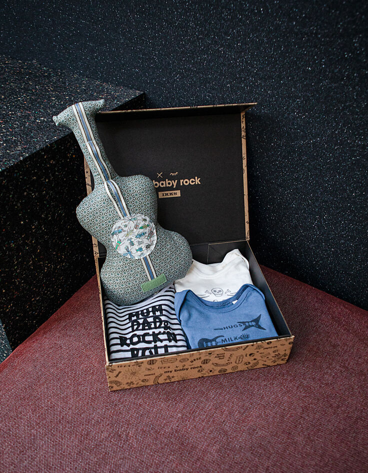 IKKS organic blue bodysuit+BARNABE AIME LE CAFE guitar box-1