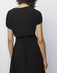 Women’s black buttoned crepe midi dress-3