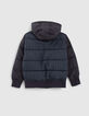 Boys’ navy striped print padded jacket-3