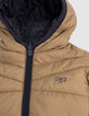 Wendbare Daunenjacke für Jungen in Kamel und Marineblau-3