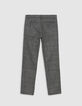 Pantalon CHINO noir motif prince-de-Galles garçon-4