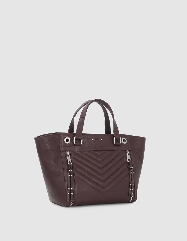 Sac cabas 1440 Medium grenat cuir Femme-2