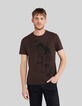 Men’s chocolate T-shirt with reggae men embroidery-1