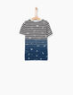 Boys' optic white striped and printed T-shirt -4