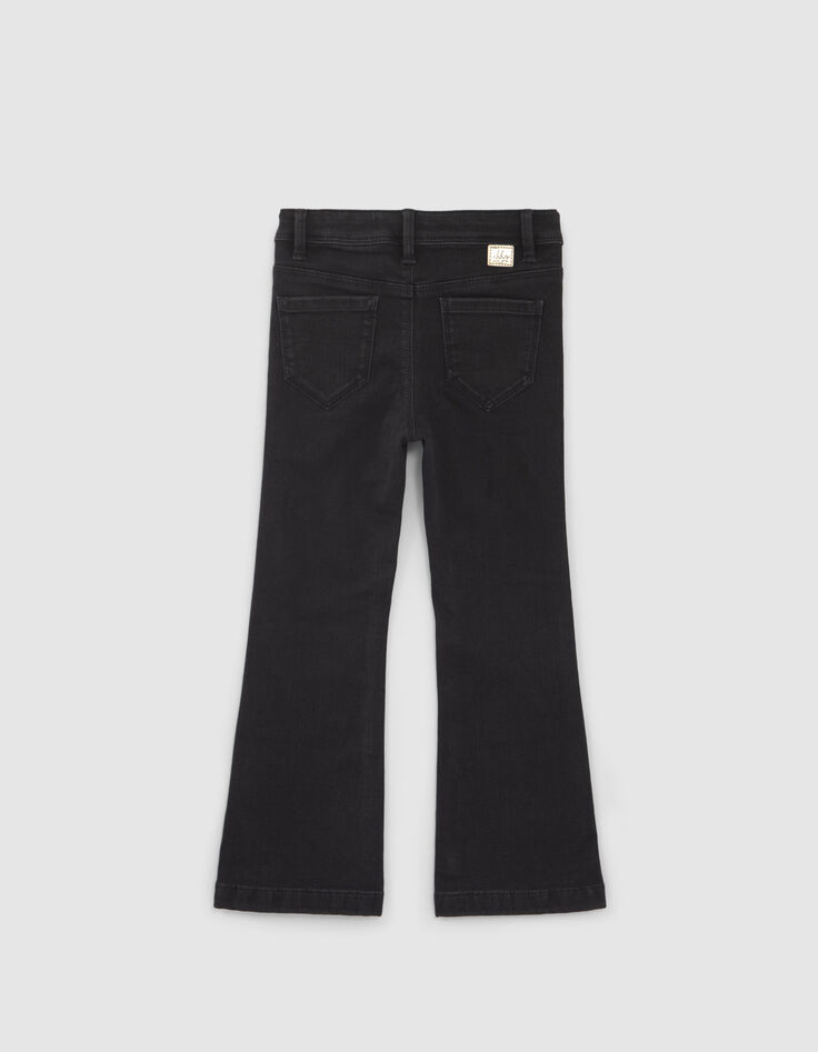 Mädchen-FLARE-Jeans schwarz, Kaschmir-Schleifenprintmotiv -4