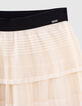 Falda larga color crudo plisada niña-3