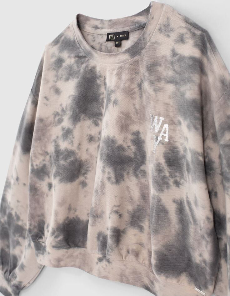 Sudadera cropped blanco y negro tie and dye niña-6