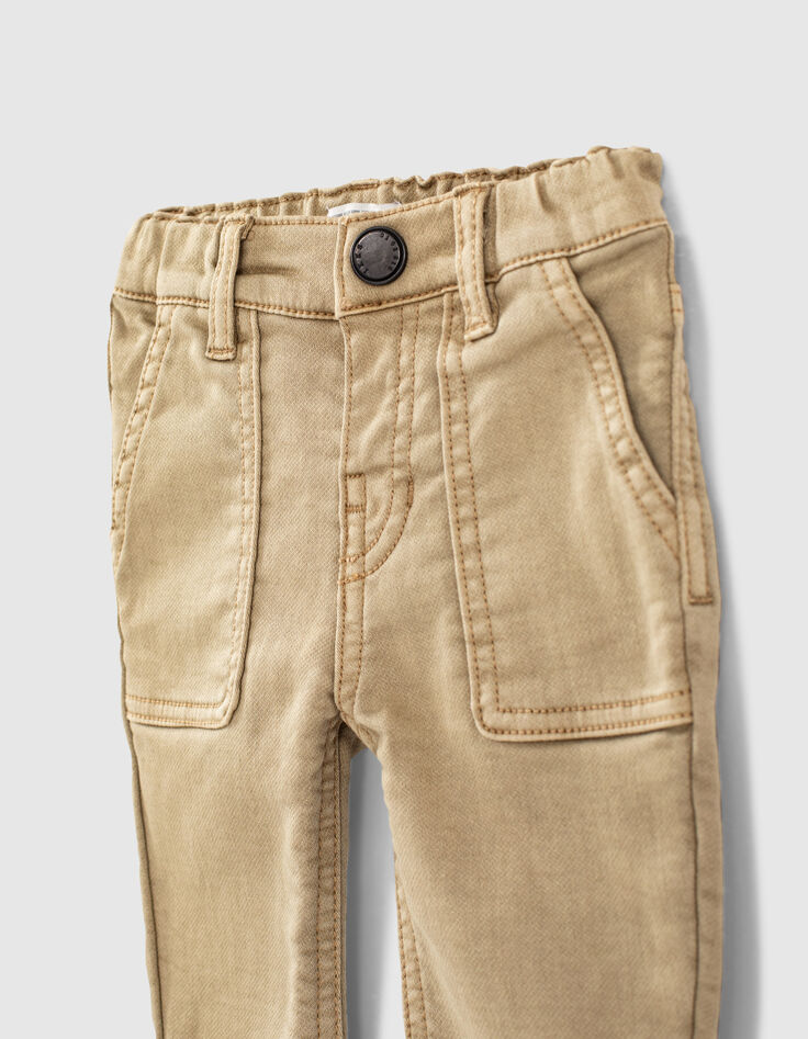 Middenbeige jeans knitlooktricot babyjongens -2
