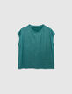 Women’s emerald iridescent soft linen T-shirt-6