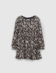 Girls’ black graphic print wrap dress-1