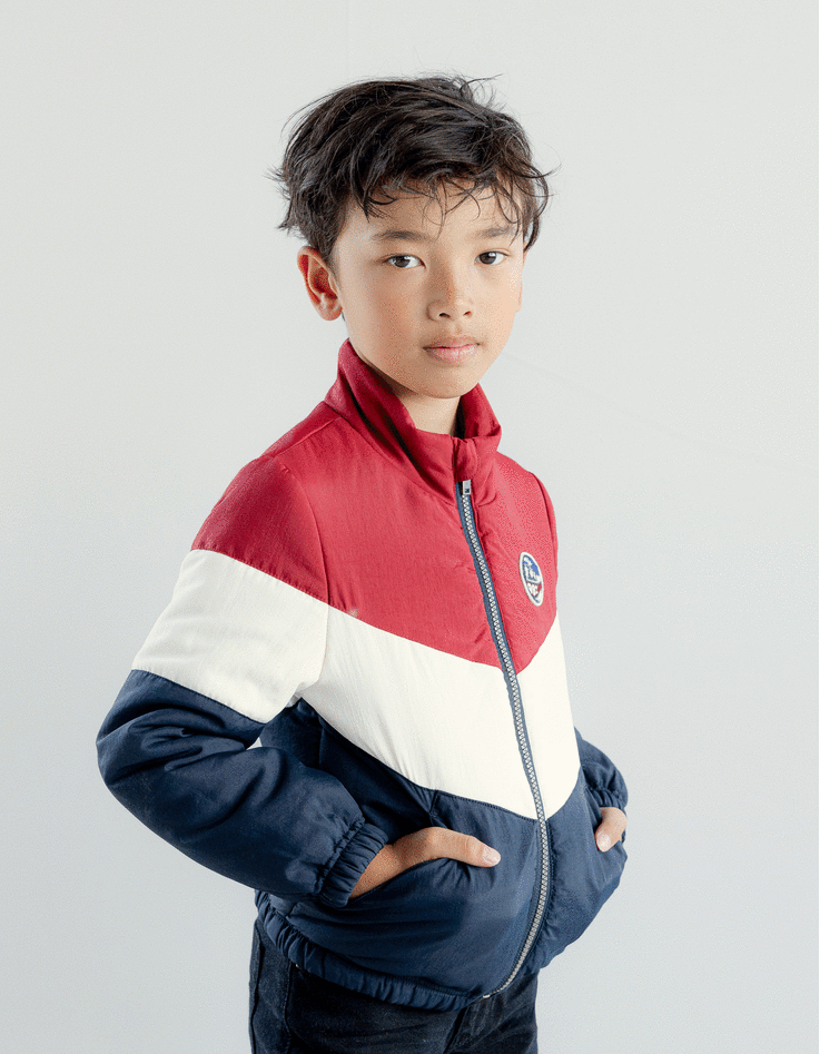 Boys’ 2-in-1 navy parka and colour block padded jacket-1