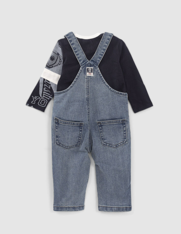 Set jeanstuinbroek en T-shirt babyjongens-4