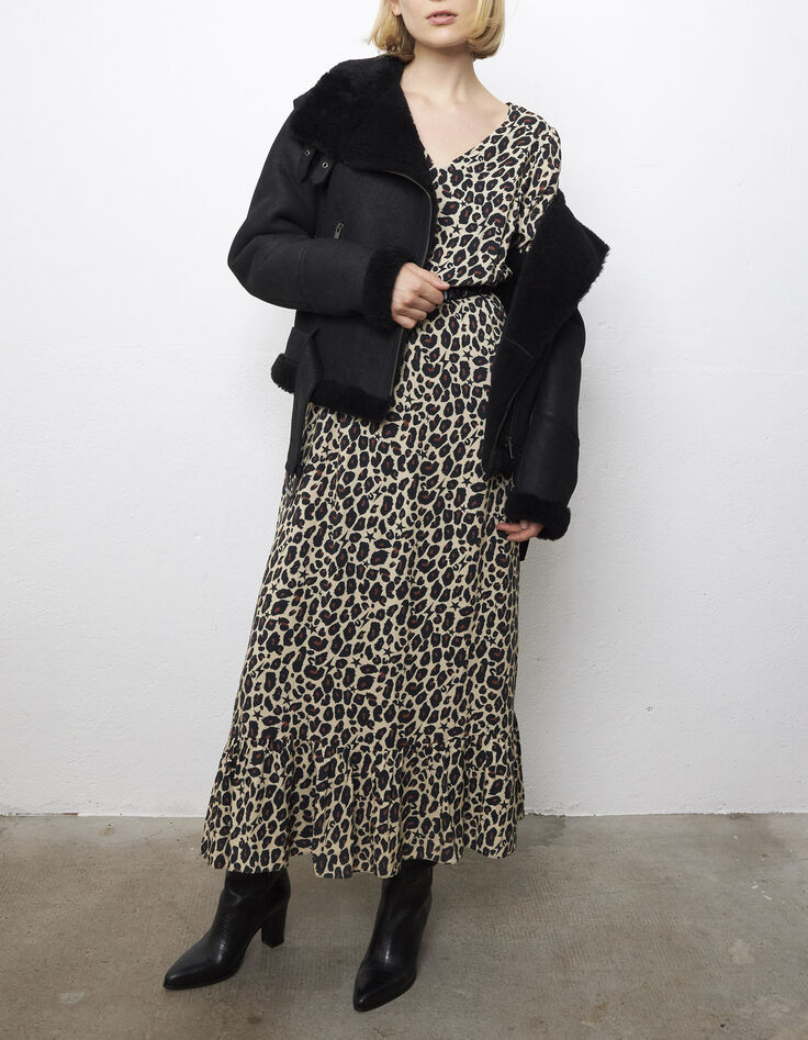 Women's leopard and star print viscose long dress-6