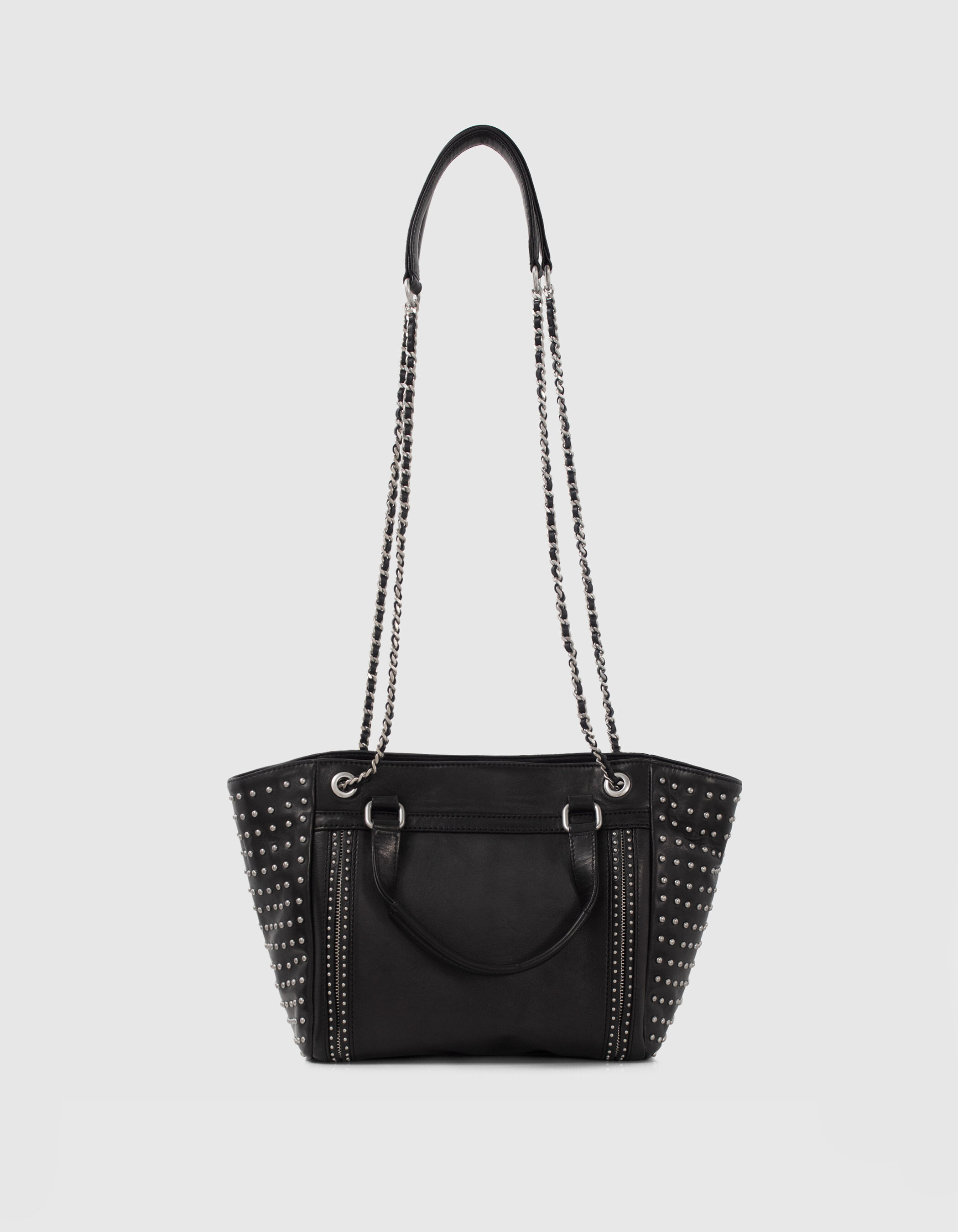 Women's black leather studded 1440 Medium tote bag