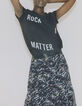 Tee-shirt en coton bio noir visuel message rock femme-1