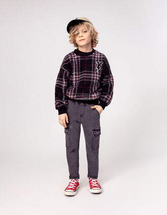 LOOSE grey denim battle spirit joggers for boys