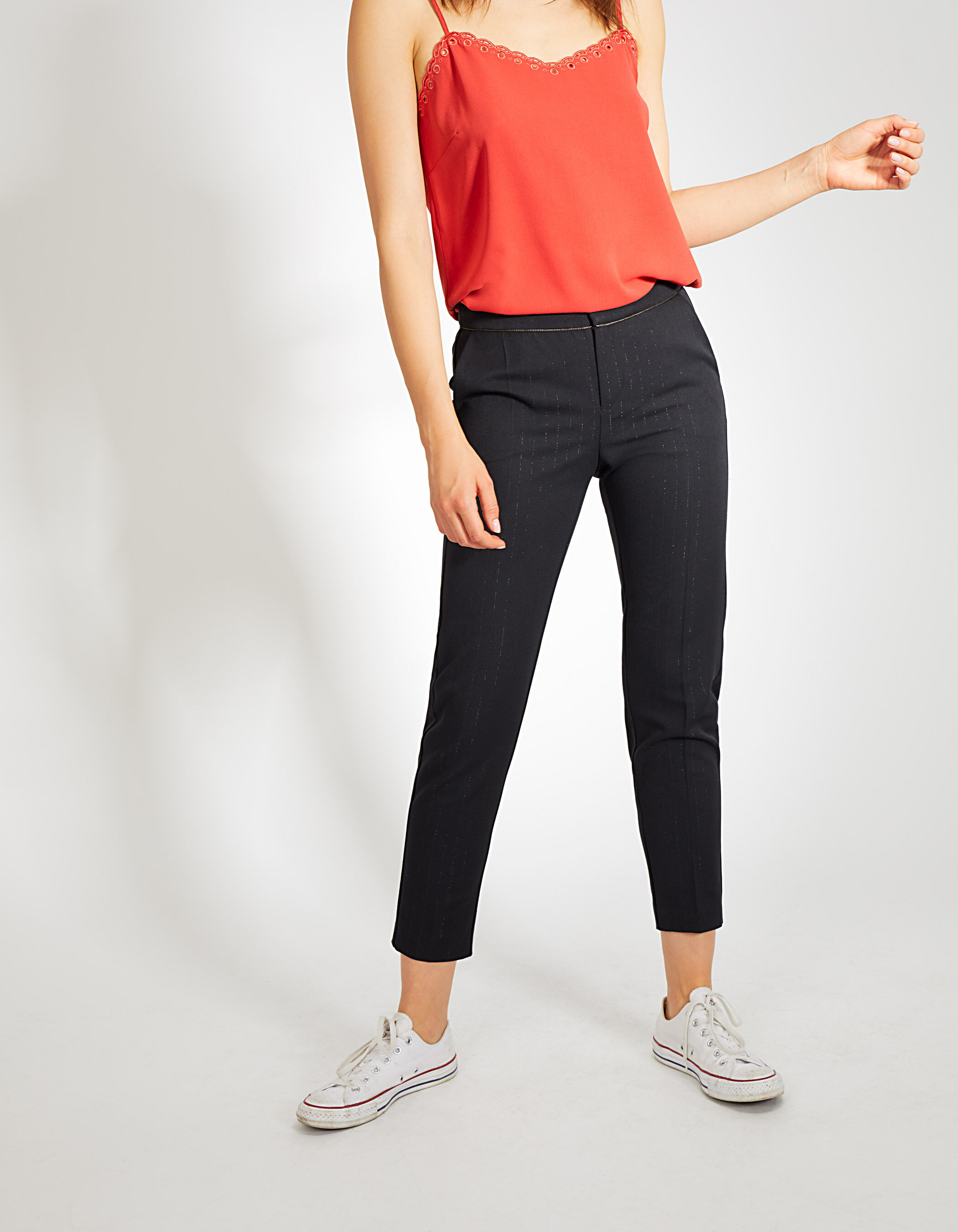 Buy Women High-Rise Tapered Fit Flat-Front Black Trousers Online at Best  Prices in India - JioMart.