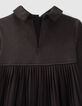 Girls’ black mixed-fabric dress with pleated back-6