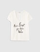 Women’s ecru organic slub cotton slogan T-shirt-5