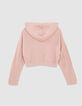 Girls’ powder pink ribbed zipped cropped T-shirt-3